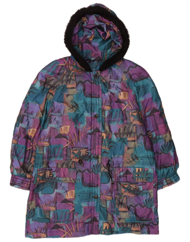 Vintage Damen Übergroßer Windjacke mit abstraktem Muster UK 18 XL Lila