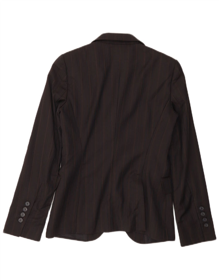 Massimo Dutti Damen 2-Knopf-Blazerjacke EU 36 XS Schwarze Nadelstreifenwolle