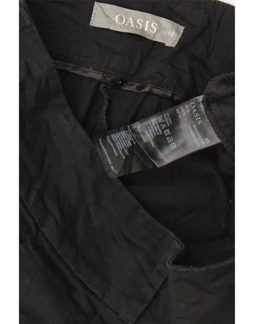 Oasis Damen Chinoshorts UK 12 Medium W32 Schwarze Baumwolle