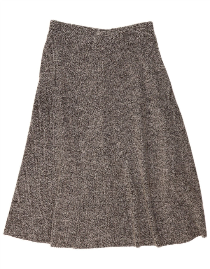 Zara Damen Midi-A-Linien-Rock, groß, W32, graues Fischgrätenmuster