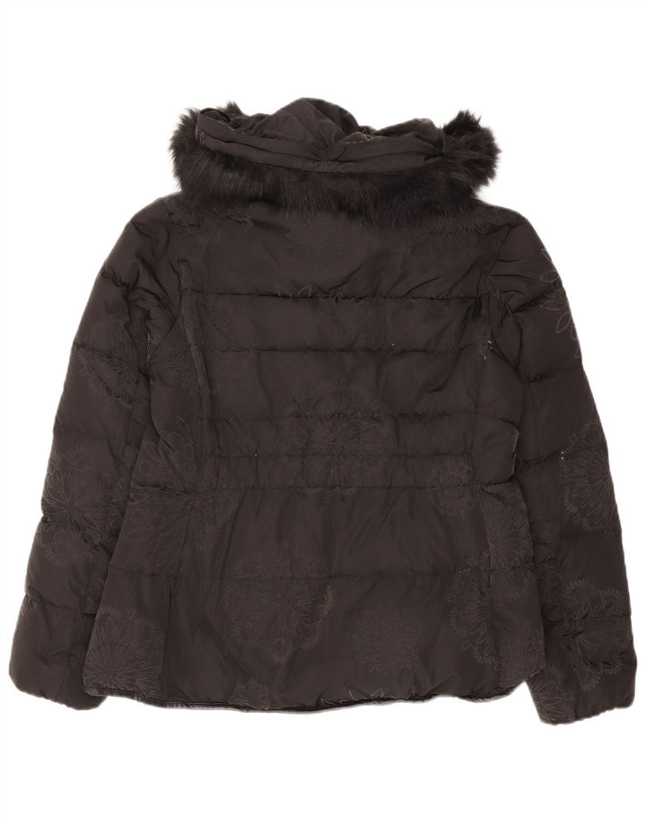 Desigual Damen Graphic Hooded Wattierte Jacke IT 44 Medium Black Floral