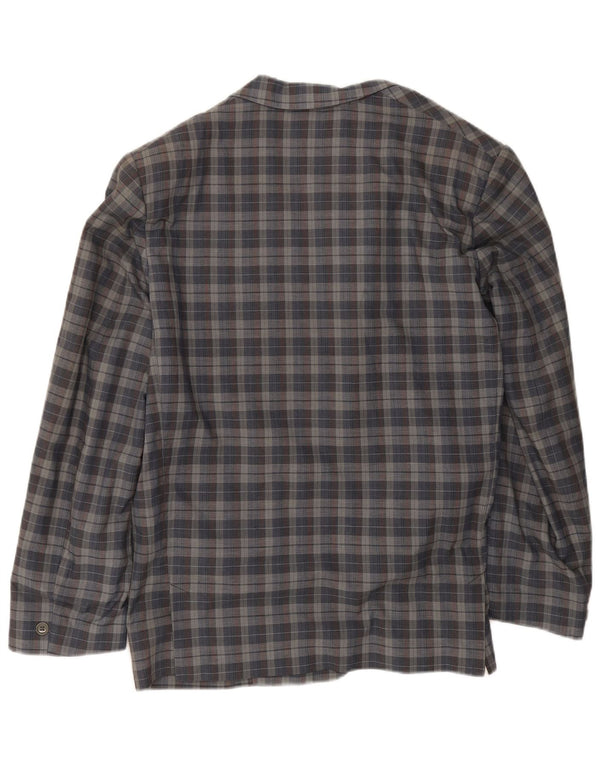 Vintage Herren 2-Knopf-Blazerjacke UK 40 Große grau karierte Baumwolle