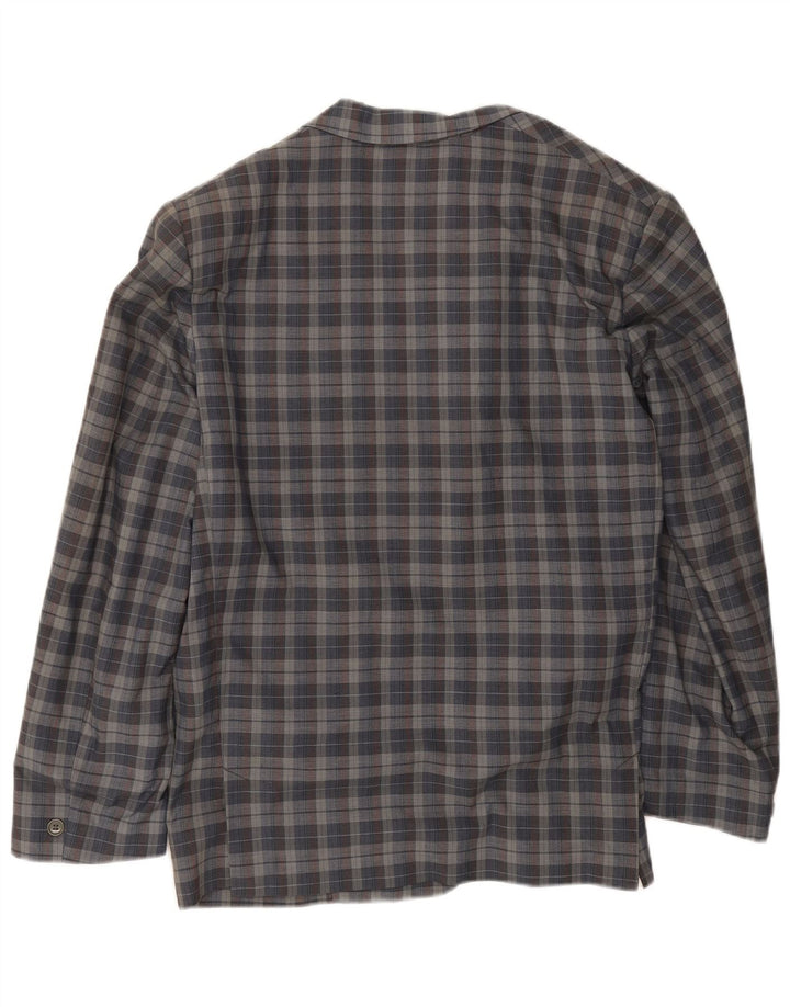 Vintage Herren 2-Knopf-Blazerjacke UK 40 Große grau karierte Baumwolle