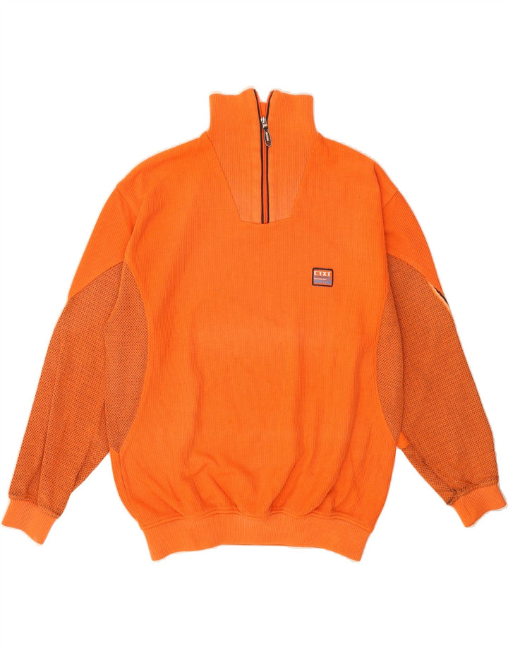 ENGBERS Mens Zip Neck Jumper Sweater Large Orange Cotton Vintage Engbers and Second-Hand Engbers from Messina Hembry 
