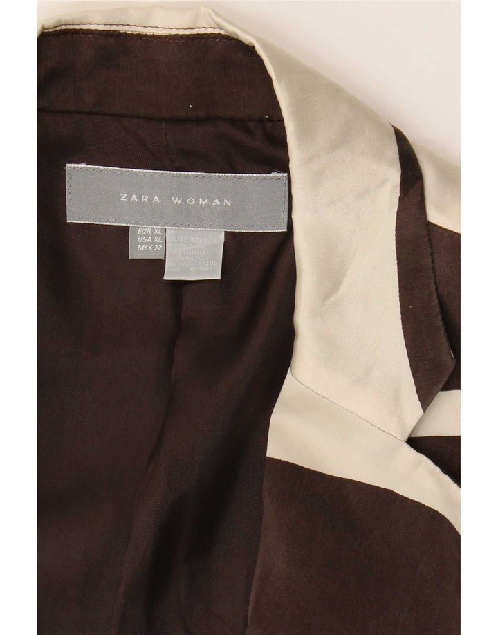 Zara Damen 1-Knopf-Blazerjacke UK 18 XL Brauner Farbblock