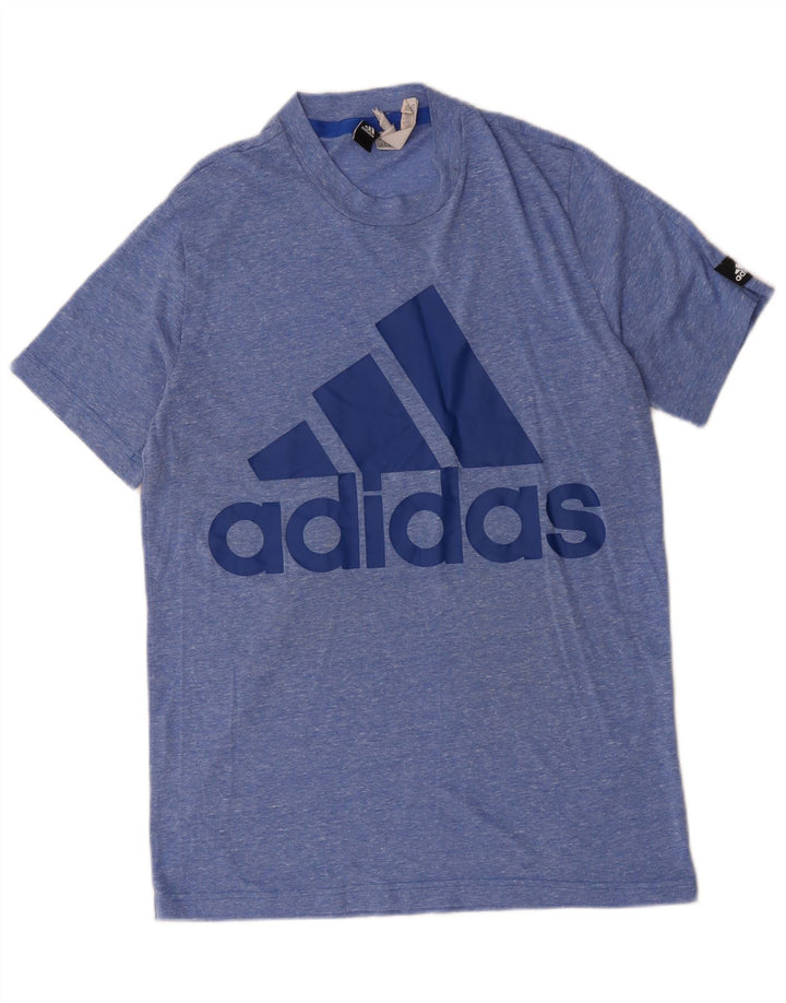 Adidas Herren Grafik-T-Shirt-Oberteil Mittelblau meliertes Polyester