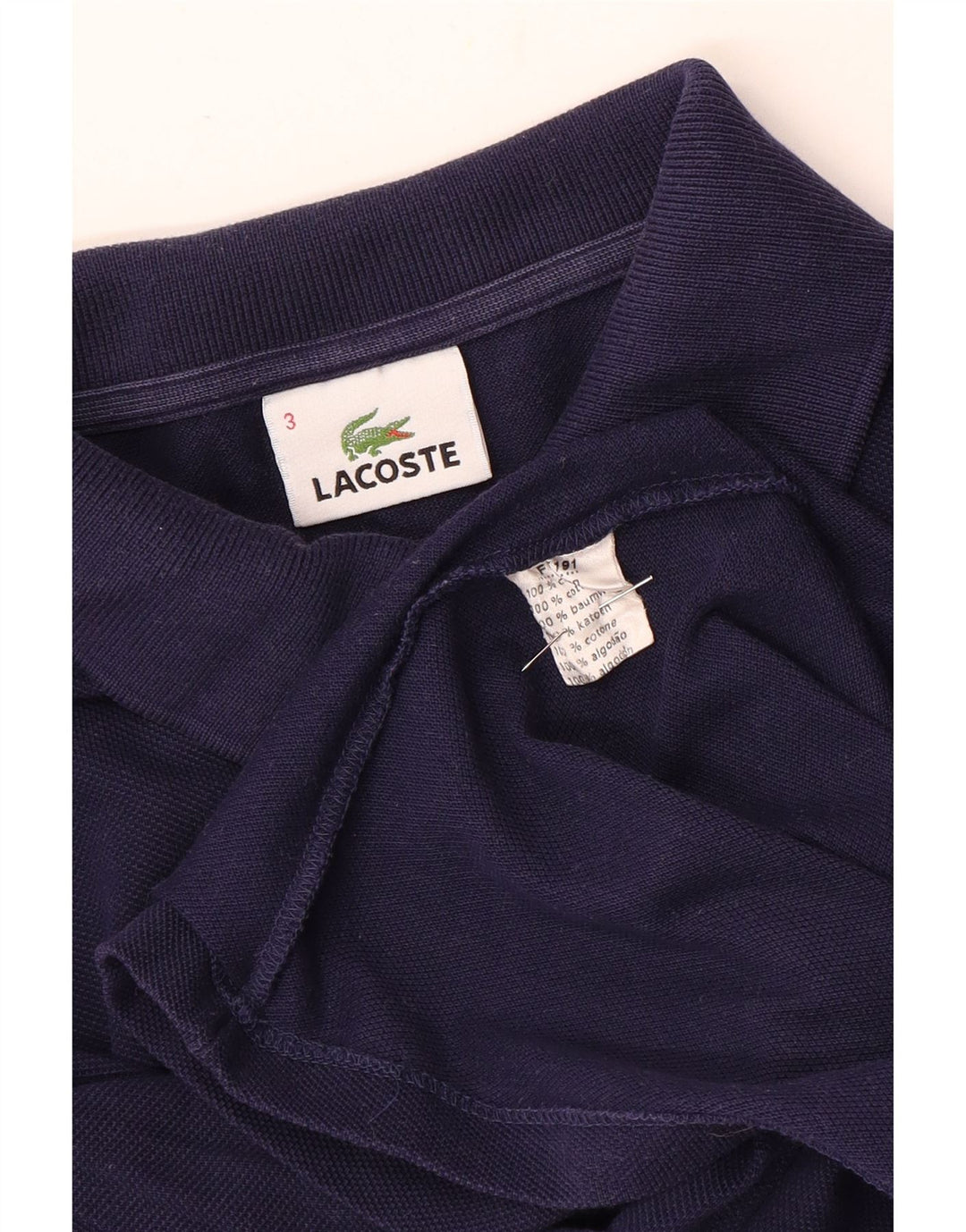 Lacoste Herren-Poloshirt, Größe 3, klein, marineblaue Baumwolle