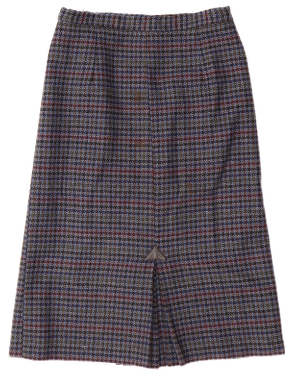 Vintage Damen Bleistiftrock UK 14 Medium W28 Blauer Hahnentritt