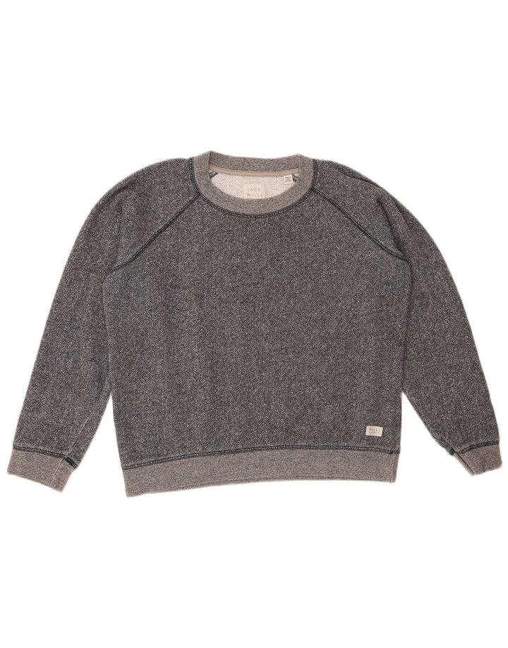 JACK WILLS Damen Crop Sweatshirt Pullover UK 12 Medium Navy Blue Flecked