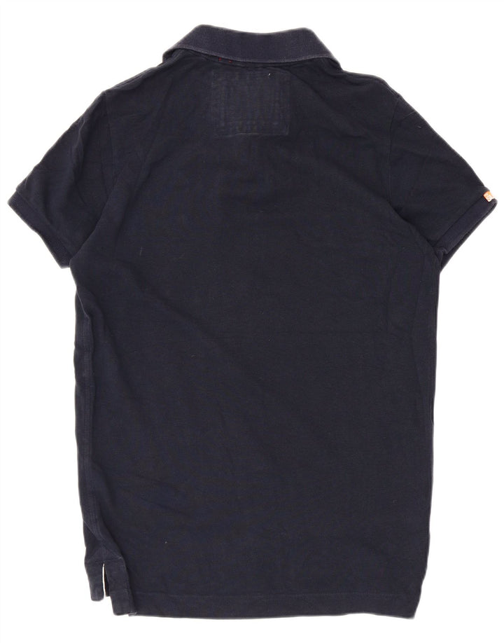 Superdry Herren-Poloshirt aus mittelblauer Baumwolle in Marineblau