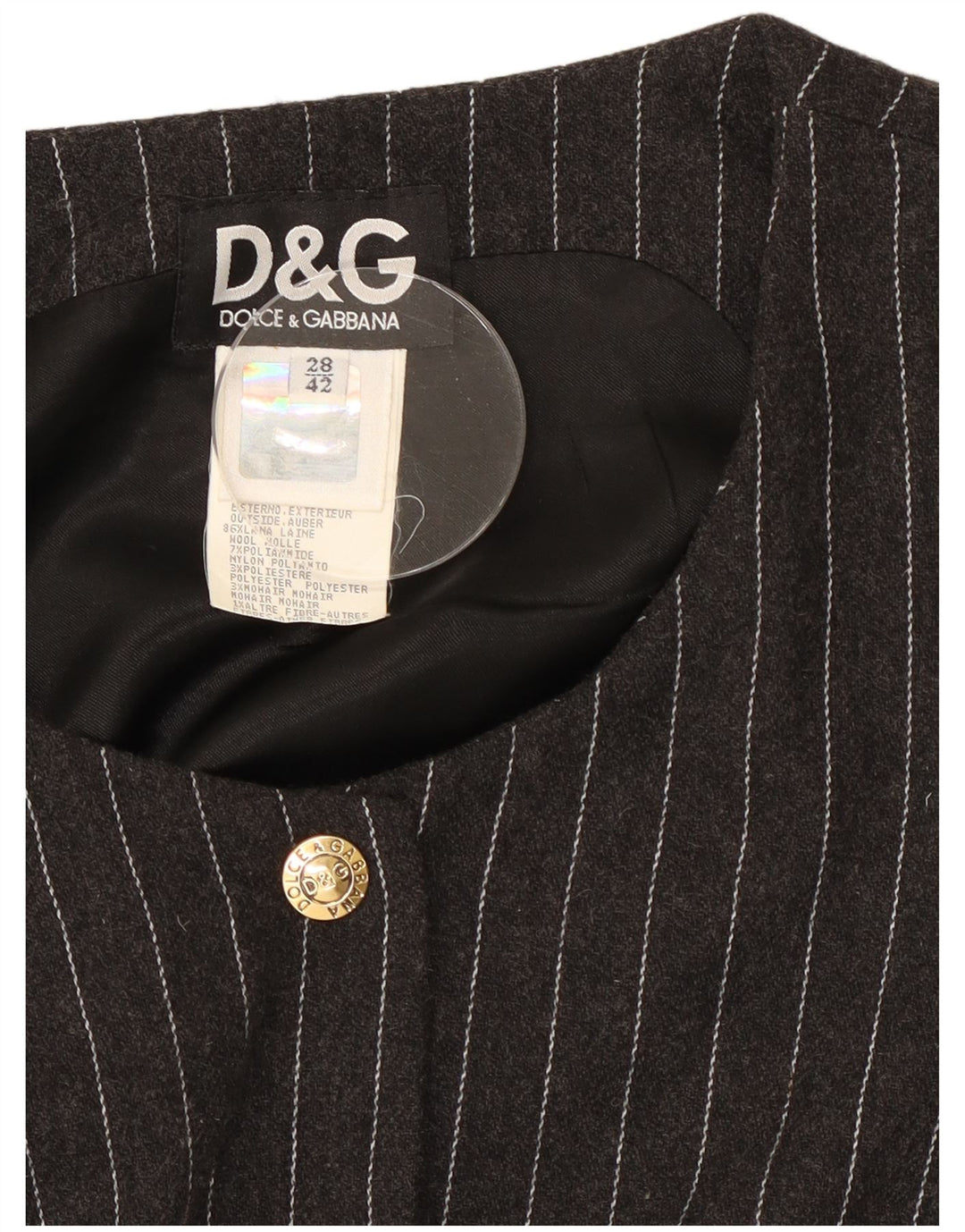 Dolce & Gabbana Damen Langarm-Maxikleid IT 42 Mittelgrauer Nadelstreifen