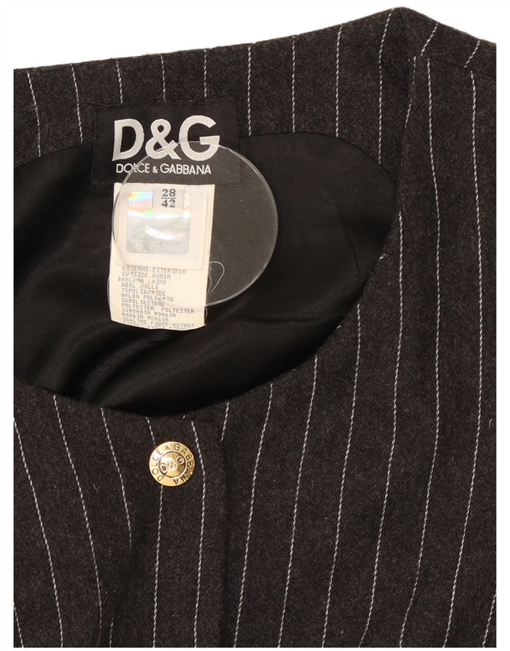 Dolce & Gabbana Damen Langarm-Maxikleid IT 42 Mittelgrauer Nadelstreifen