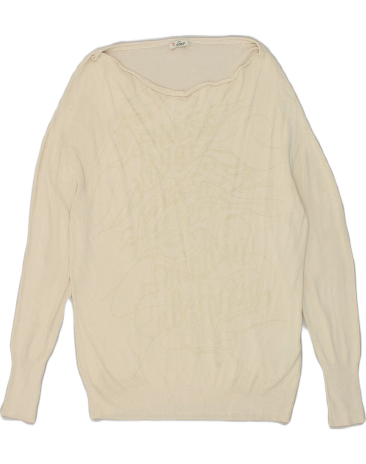 GUESS Womens Boat Neck Jumper Sweater UK 16 Large Beige Viscose | Vintage Guess | Thrift | Second-Hand Guess | Used Clothing | Messina Hembry 