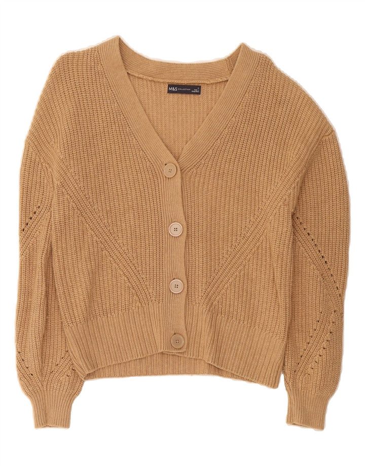 MARKS & SPENCER Womens Cardigan Sweater UK 14 Medium  Beige Cotton Vintage Marks & Spencer and Second-Hand Marks & Spencer from Messina Hembry 