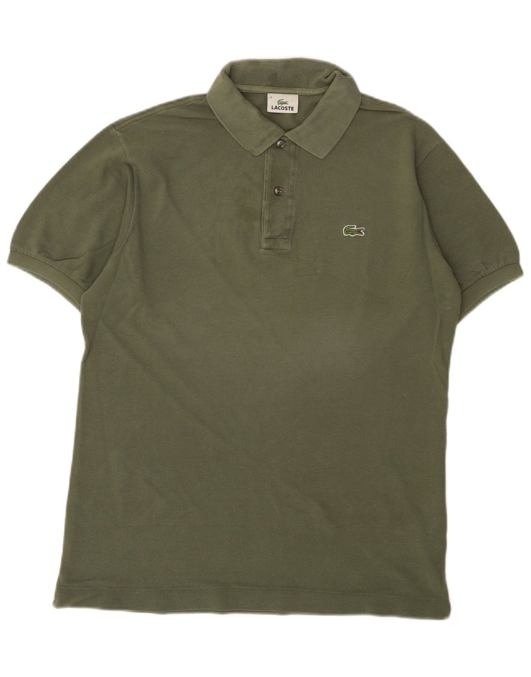 Lacoste Herren-Poloshirt, Größe 4, mittlere Khaki-Baumwolle