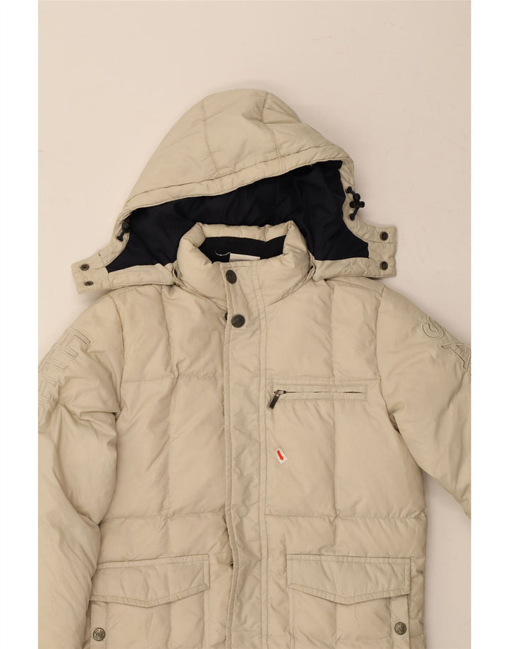 NORTH SAILS Boys Graphic Hooded Padded Coat 5-6 Years Beige Polyamide Vintage North Sails and Second-Hand North Sails from Messina Hembry 