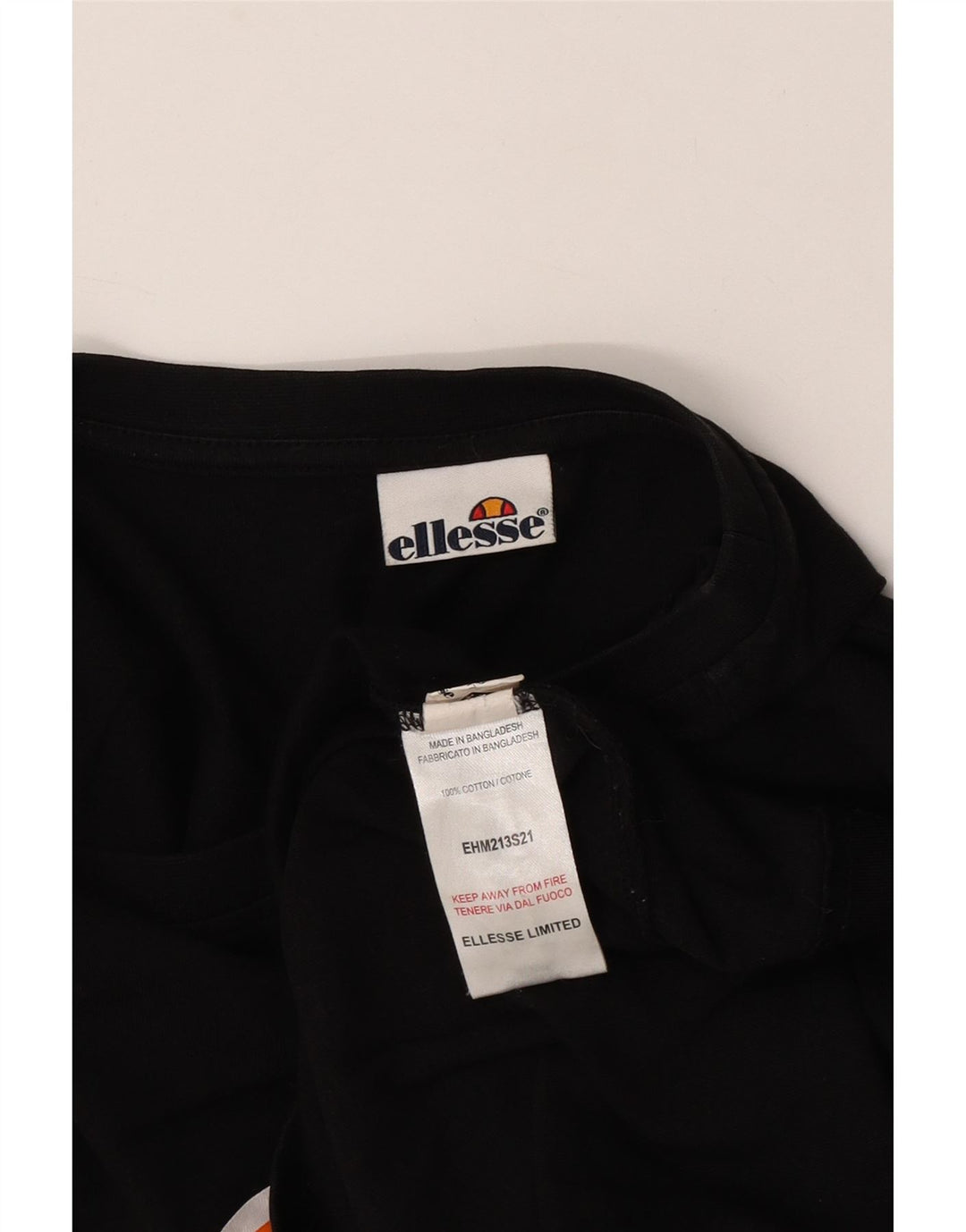 Ellesse Herren-Grafik-T-Shirt-Oberteil aus mittelschwarzer Colourblock-Baumwolle