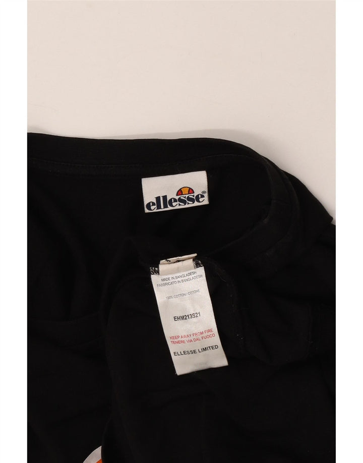 Ellesse Herren-Grafik-T-Shirt-Oberteil aus mittelschwarzer Colourblock-Baumwolle