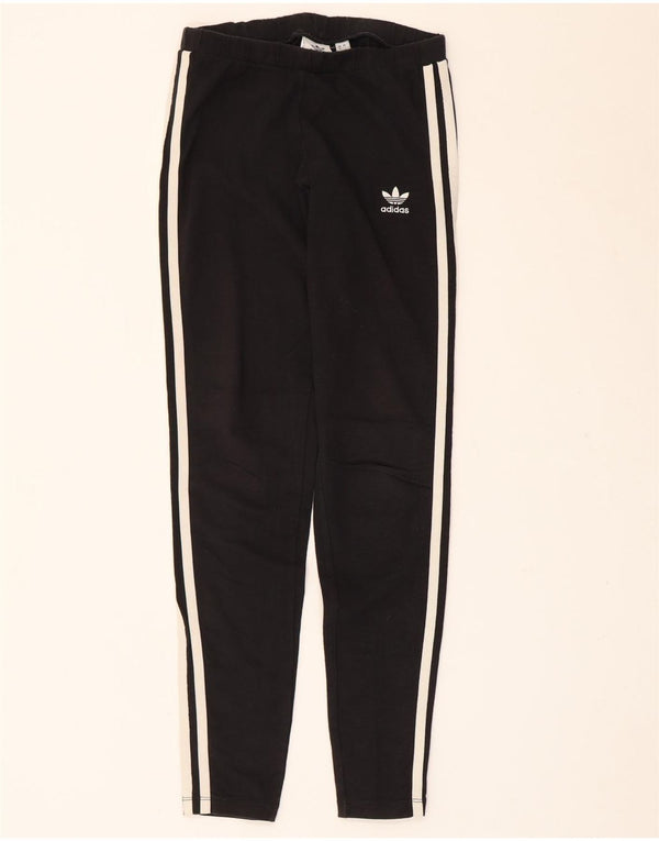 Adidas Damen Leggings UK 8 Small Schwarz Baumwolle