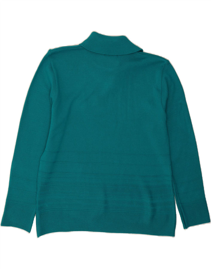 LIZZI CLARKE Womens Shawl Neck Jumper Sweater UK 14 Medium Turquoise Vintage Lizzi Clarke and Second-Hand Lizzi Clarke from Messina Hembry 