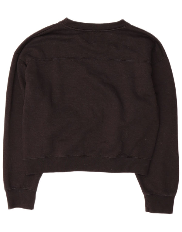 Zara Damen Crop Oversized Sweatshirt Pullover UK 10 Small Schwarz Polyester