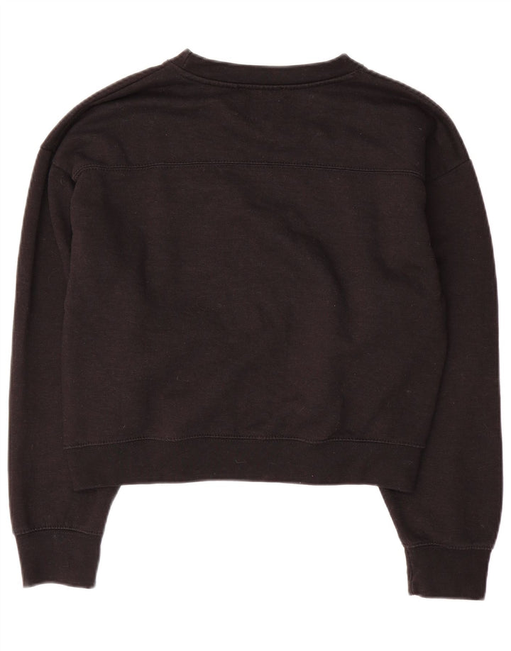 Zara Damen Crop Oversized Sweatshirt Pullover UK 10 Small Schwarz Polyester