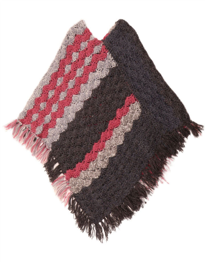 Vintage Damen Poncho Pullover Einheitsgröße Mehrfarbig gestreift