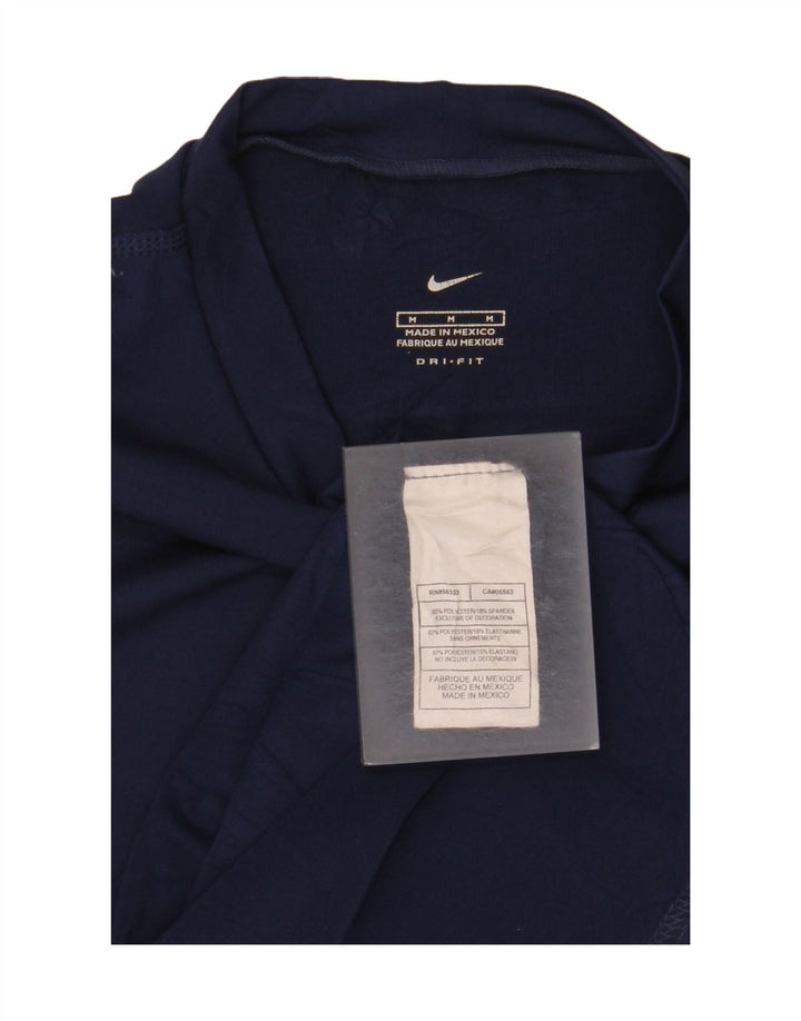 Nike Damen Dri Fit T-Shirt Top UK 12 Medium Marineblau Polyester