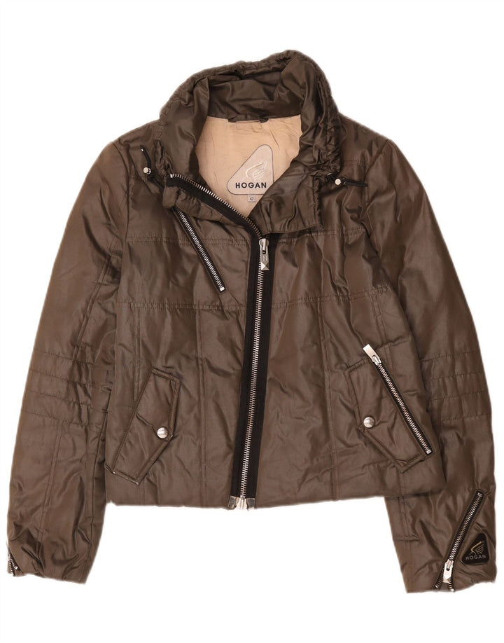 Hogan Damen Wattierte Jacke IT 42 Mittelbraunes Polyester