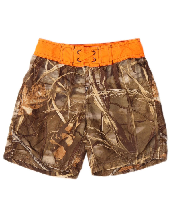 VINTAGE Badeshorts für Jungen, 4–5 Jahre, braunes Camouflage-Polyester