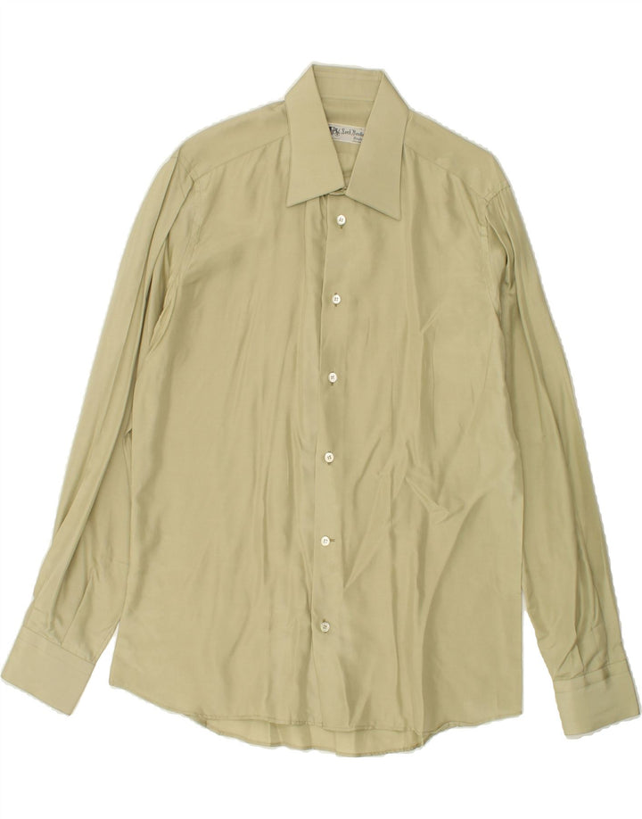 VINTAGE Herrenhemd Größe 16 41 Große Khaki-Seide