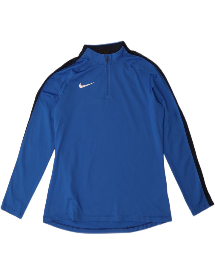 NIKE Womens Dri Fit Zip Neck Top Long Sleeve UK 14 Medium Blue Polyester Vintage Nike and Second-Hand Nike from Messina Hembry 