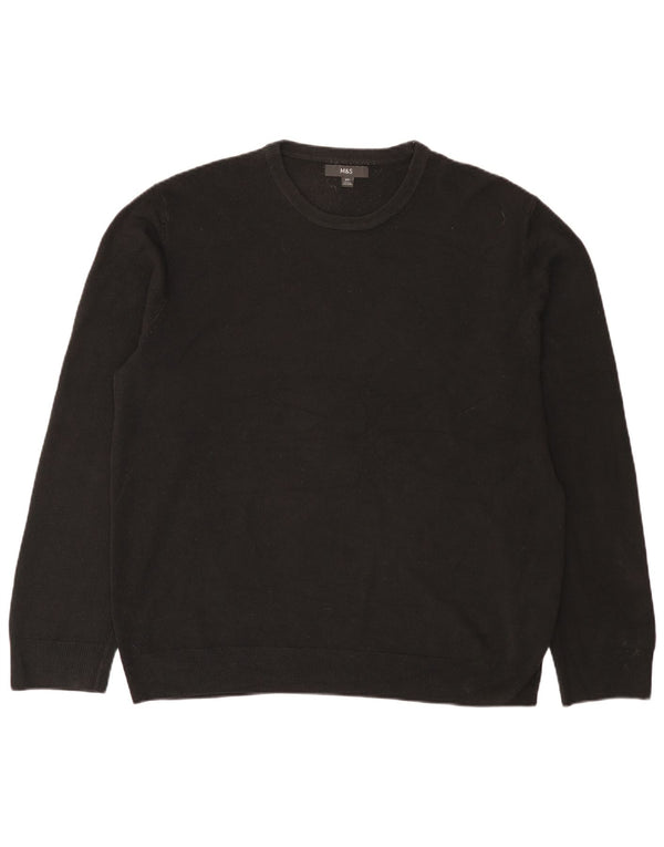 Marks & Spencer Herren-Pullover mit Rundhalsausschnitt, 2XL, schwarzes Acryl