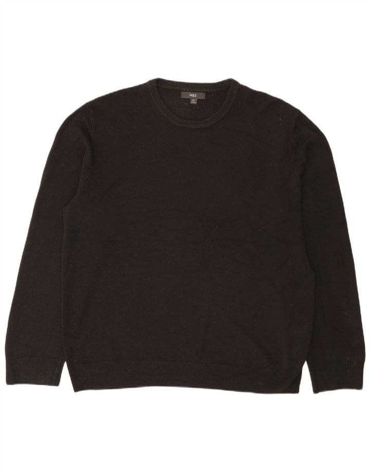 Marks & Spencer Herren-Pullover mit Rundhalsausschnitt, 2XL, schwarzes Acryl