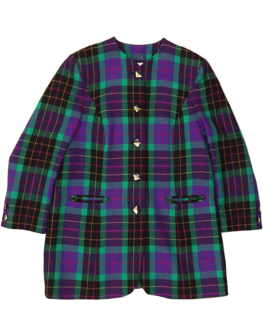 VINTAGE Womens 5 Button Blazer Jacket IT 46 Large Multicoloured Check Vintage Vintage and Second-Hand Vintage from Messina Hembry 
