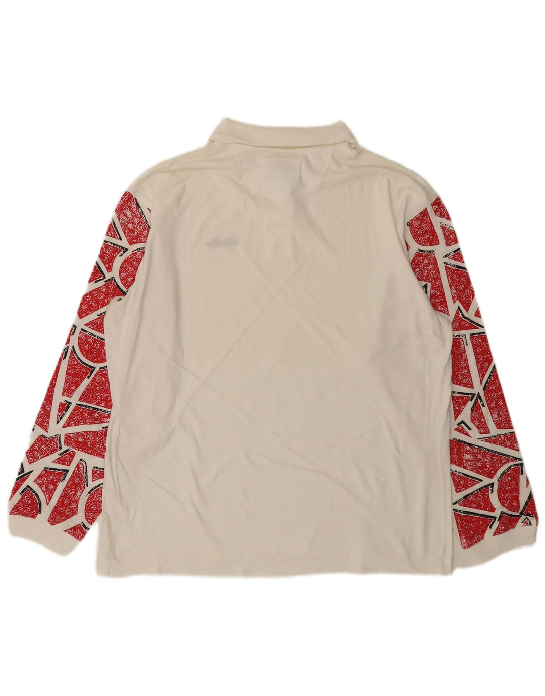 ELLESSE Herren-Langarm-Poloshirt IT 50 Mittelweiße geometrische Baumwolle