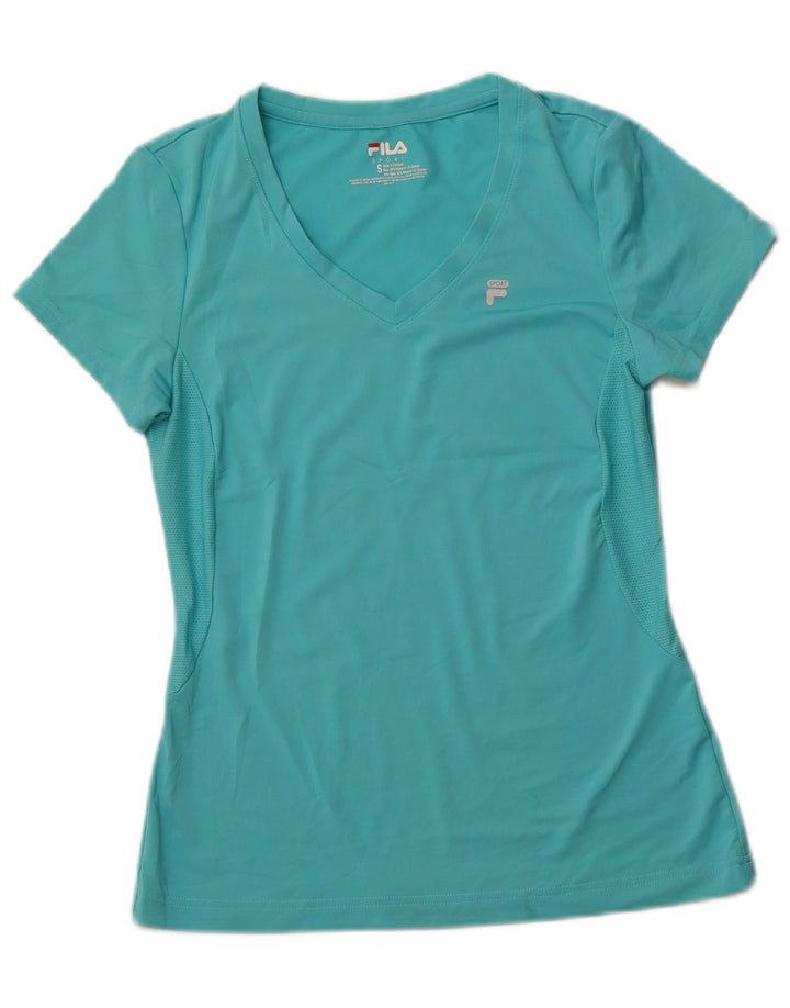 FILA Damen T-Shirt Top UK 8 Small Türkis Polyester