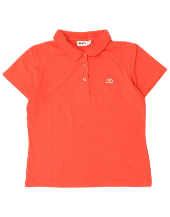 Ellesse Damen Poloshirt UK 12 Mittelrote Baumwolle