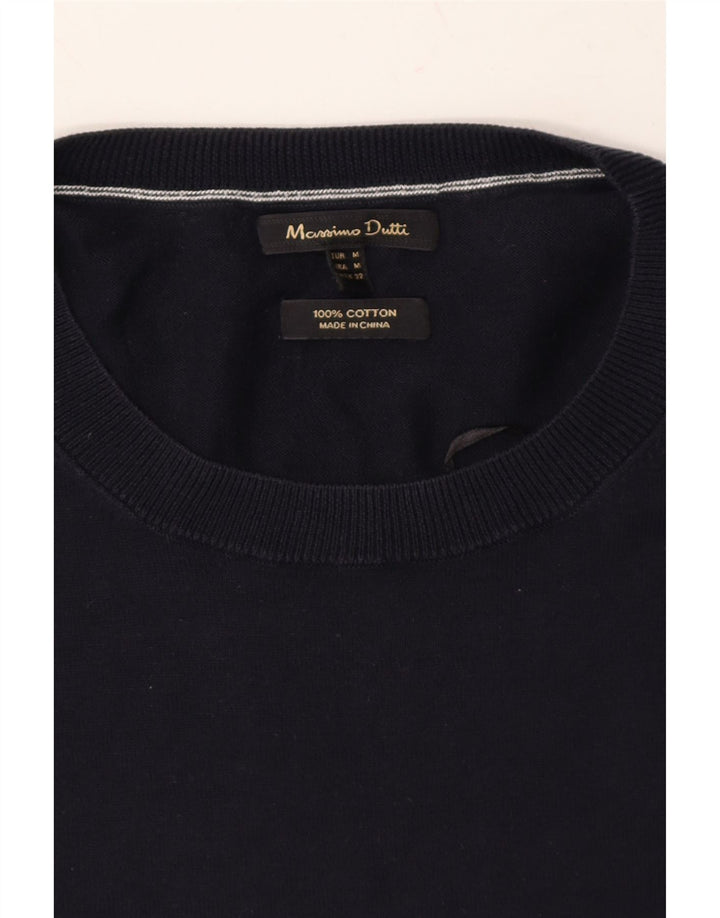 MASSIMO DUTTI Womens Crew Neck Jumper Sweater UK 12 Medium Navy Blue Vintage Massimo Dutti and Second-Hand Massimo Dutti from Messina Hembry 