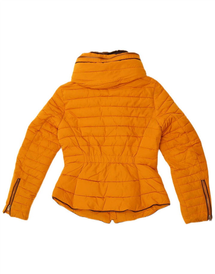 Zara Damen Crop Wattierte Jacke UK 10 Small Gelb