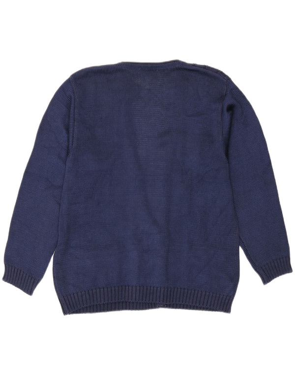 Vintage Damen Doppelreihiger Cardigan Pullover EU 42/44 Groß Marineblau