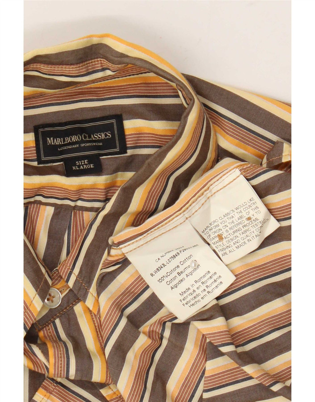 Marlboro Classics Herren-Hemd, reguläre Passform, XL, braun gestreift, Baumwolle