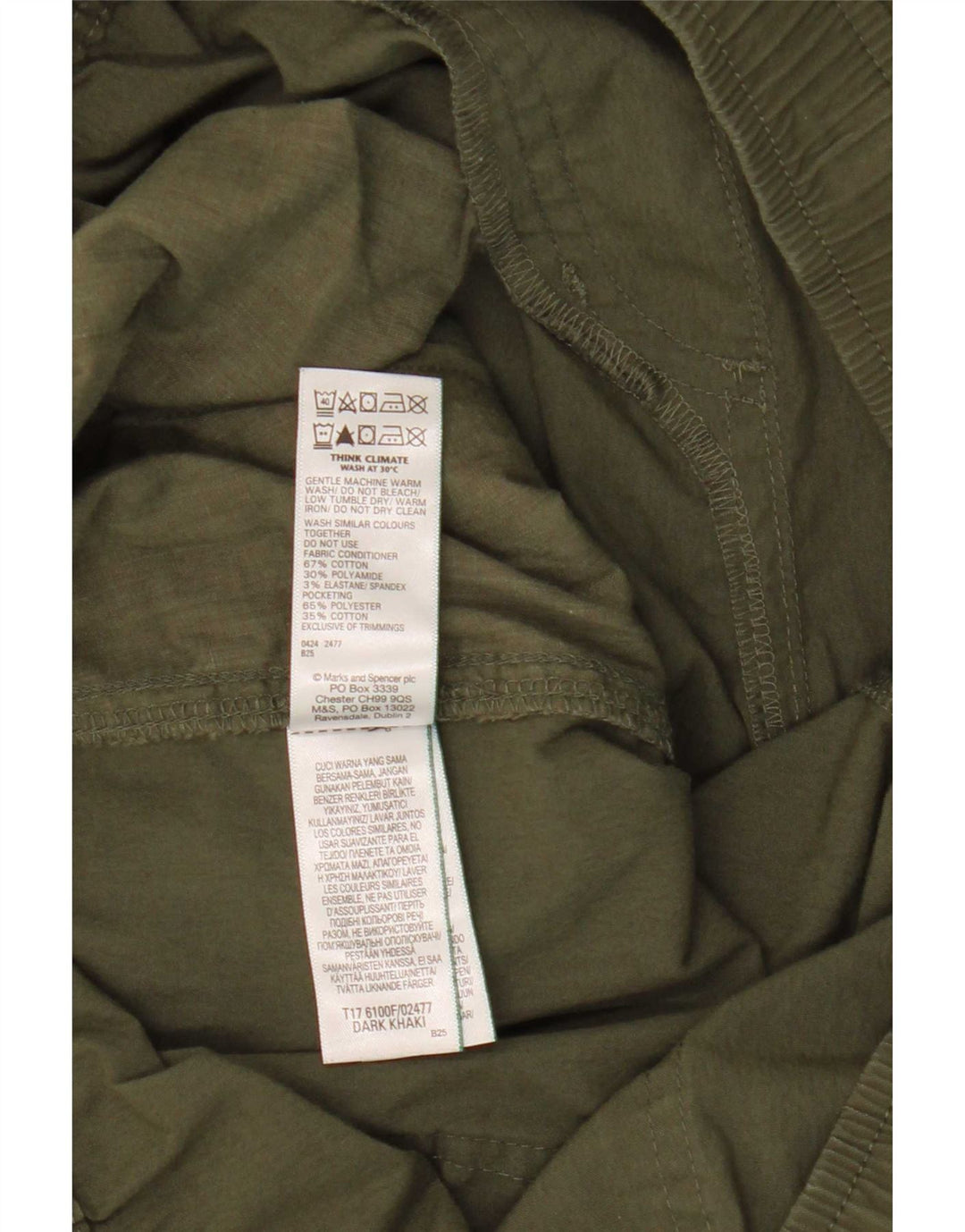Marks & Spencer Herren-Cargohose, gerade, Größe L, W36, L28, Khaki, Baumwolle