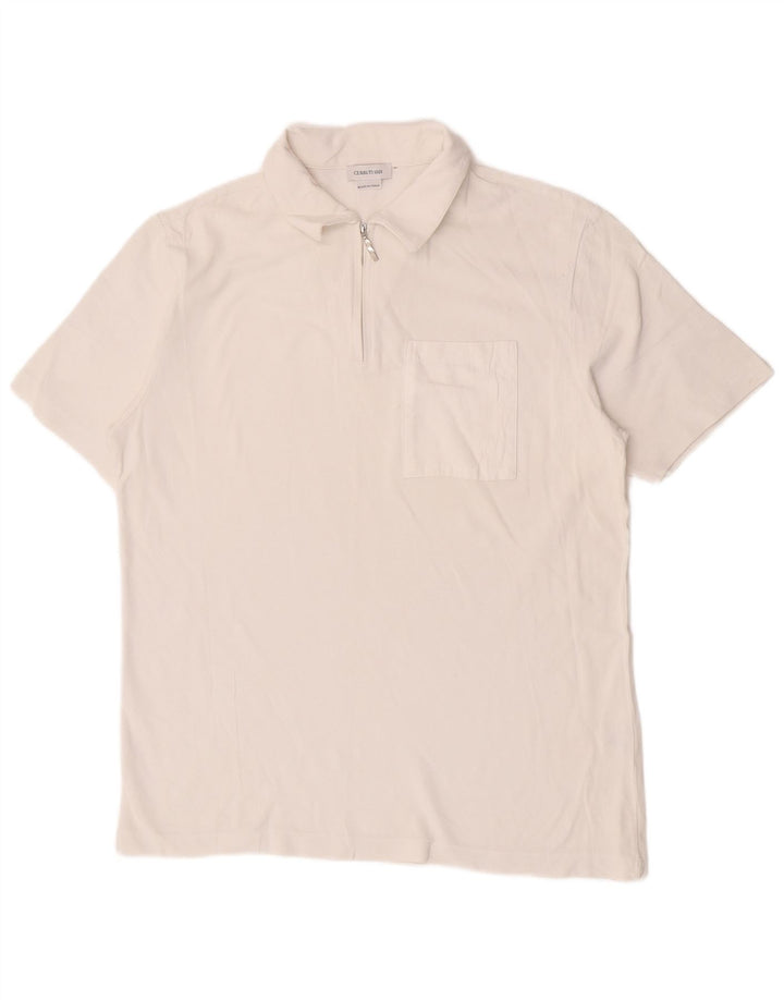 Cerruti 1881 Herren Poloshirt IT 50 Mittelweiße Baumwolle