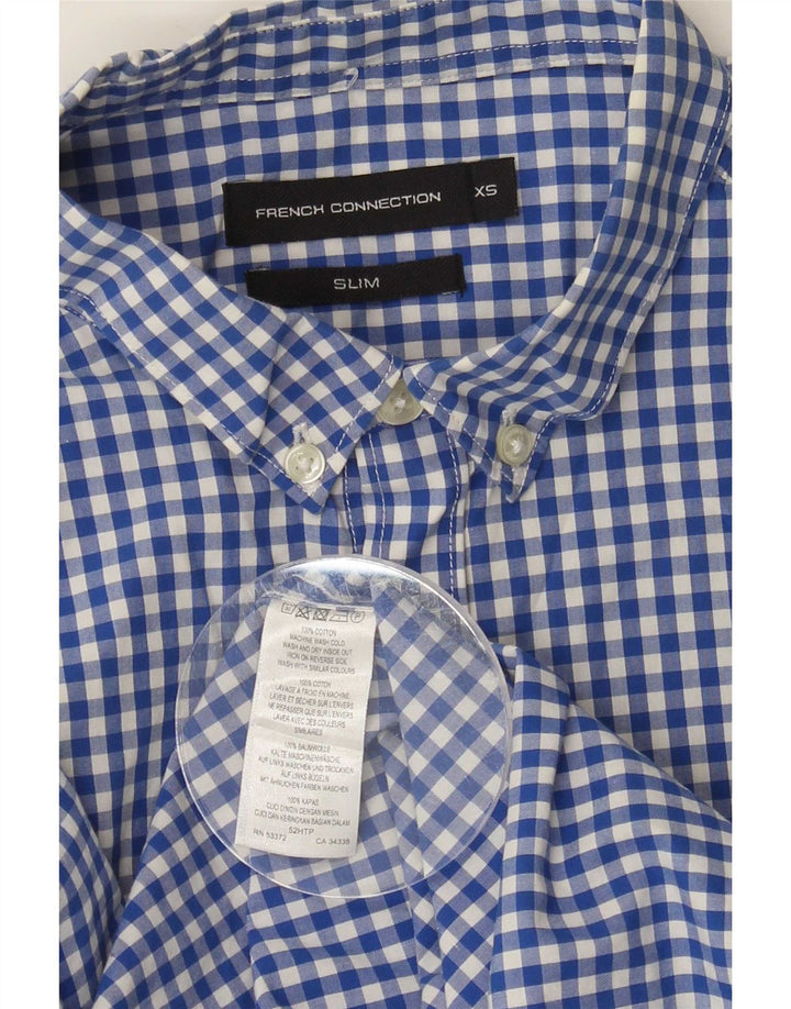 French Connection Herren Slim Shirt XS Blue Gingham Cotton