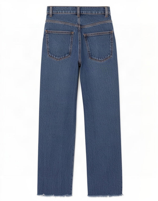 Zara Damen Straight Jeans EU 34 2XS W24 L28 Blaue Baumwolle