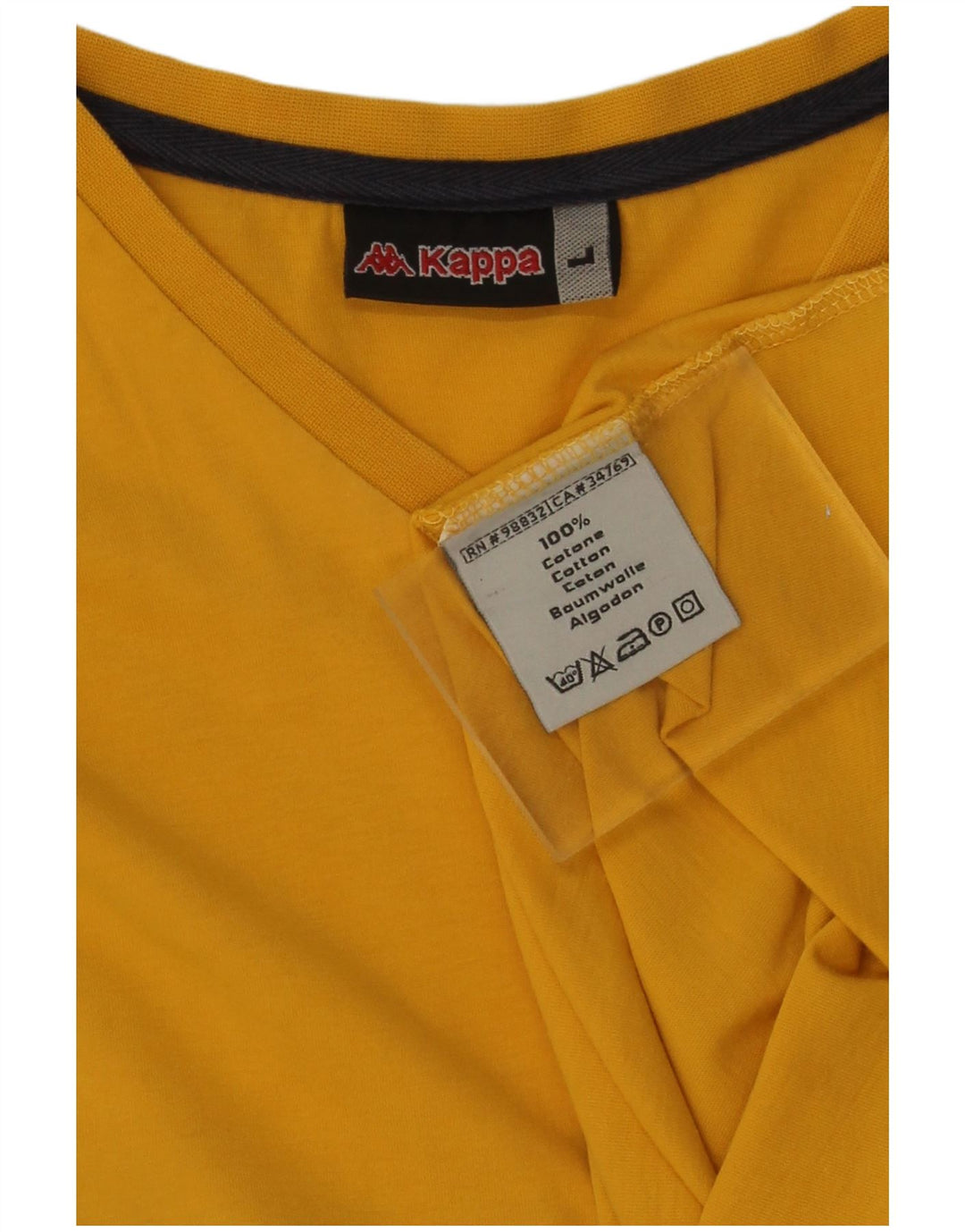 Kappa Herren T-Shirt Top Large Gelb Colourblock Baumwolle
