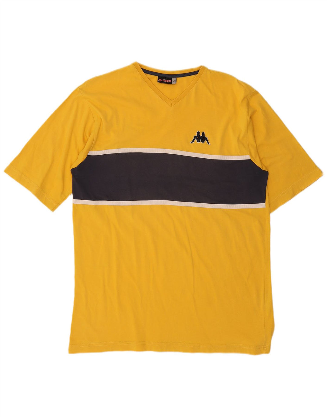 Kappa Herren T-Shirt Top Large Gelb Colourblock Baumwolle