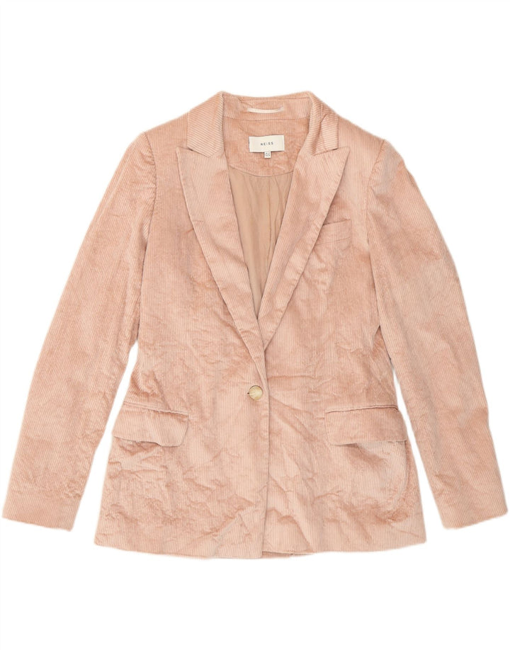 Reiss Damen 1-Knopf-Blazer aus Cord, UK 12, mittelrosa, Baumwolle