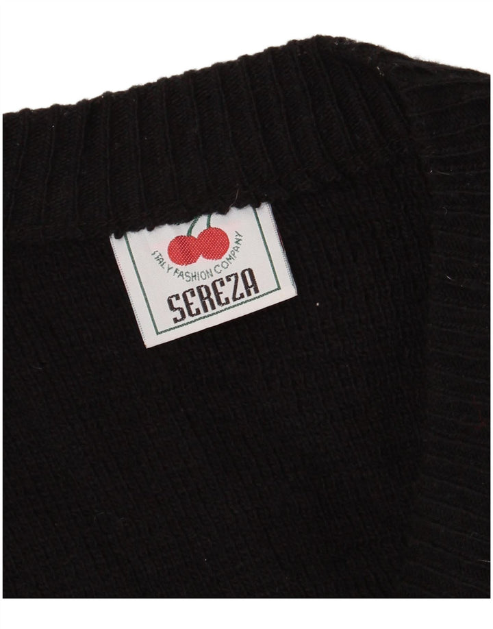 Vintage Herren Cardigan Pullover XL Schwarz Farbblock